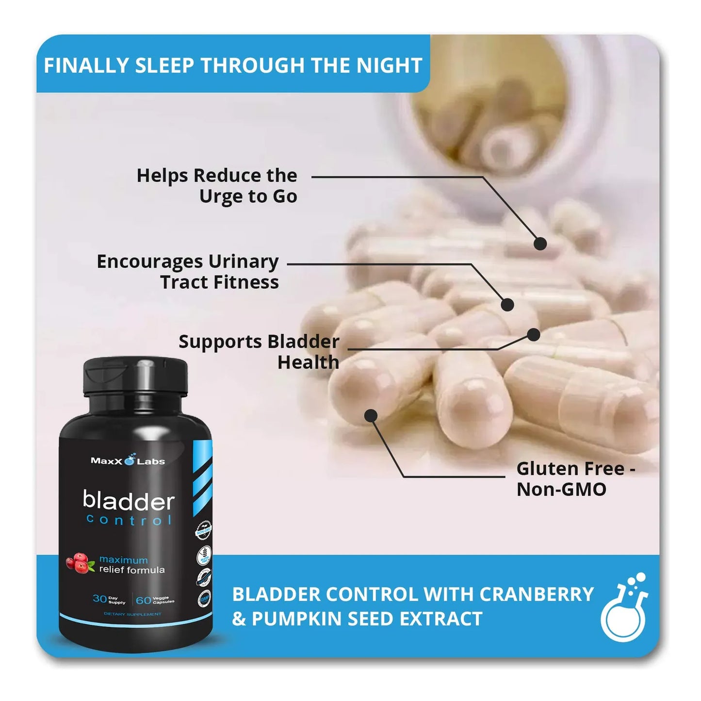 Suplemento Control Vejiga Arándano Y Semilla Calabaza Para Mujeres Y Hombres
