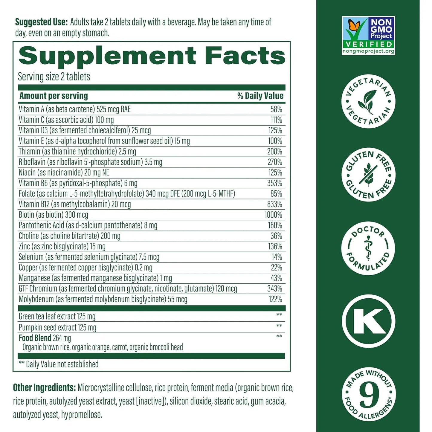 Multivitamínico Masculino 55 Años Zinc Salud Próstata Semillas Calabaza 60 Tabletas