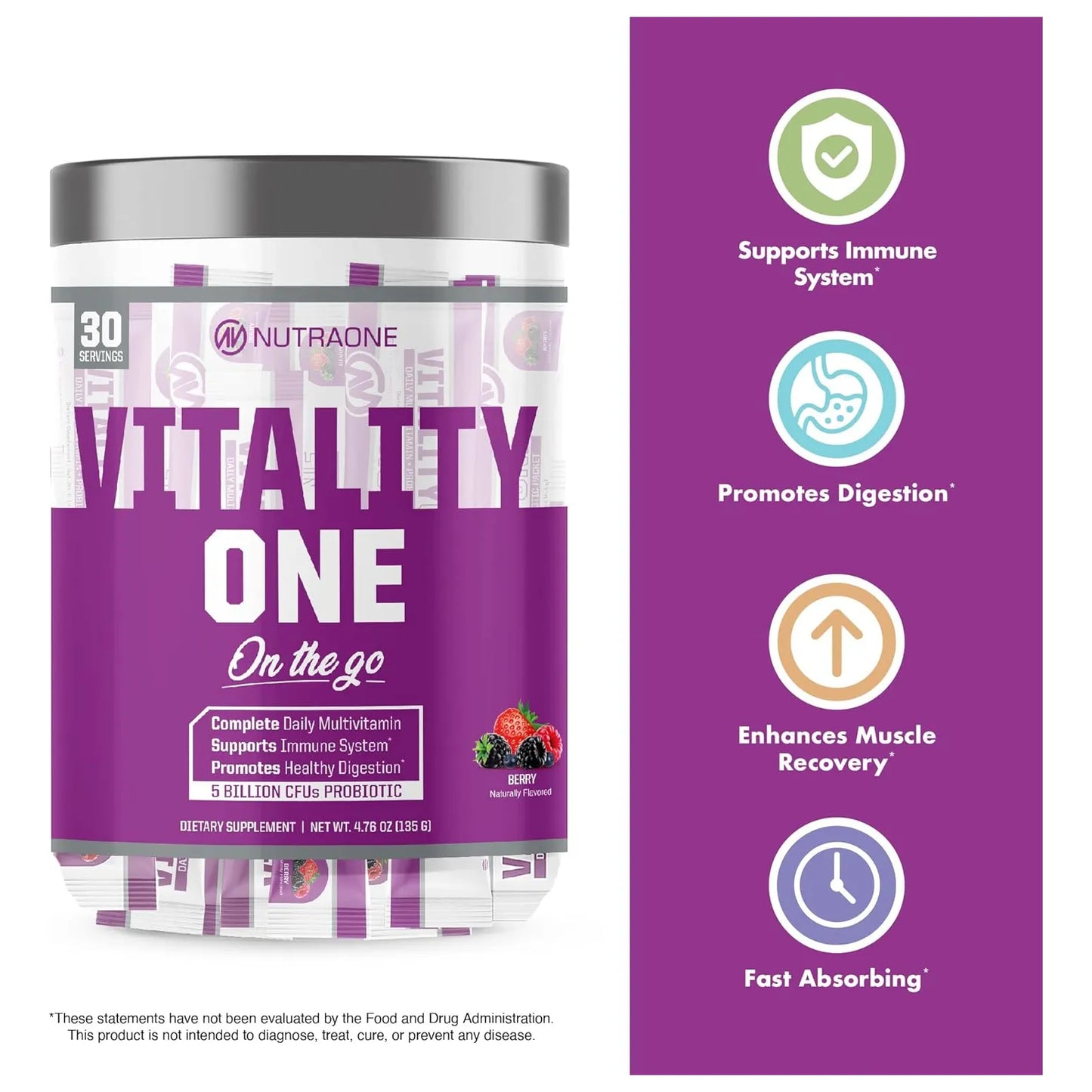 Multivitaminico Probiótico En Polvo Sabor Naranja 30 Porciones Energía Y Digestión
