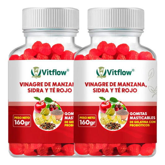 Gomitas Vinagre Manzana Te Rojo Probióticos Vitflow 160g Digestión Peso