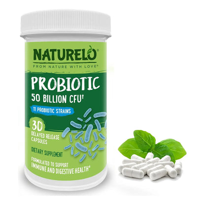 Probiótico NATURELO 50 Mil Millones CFU 11 Cepas Digestión E Inmunidad 30 Cápsulas Veganas