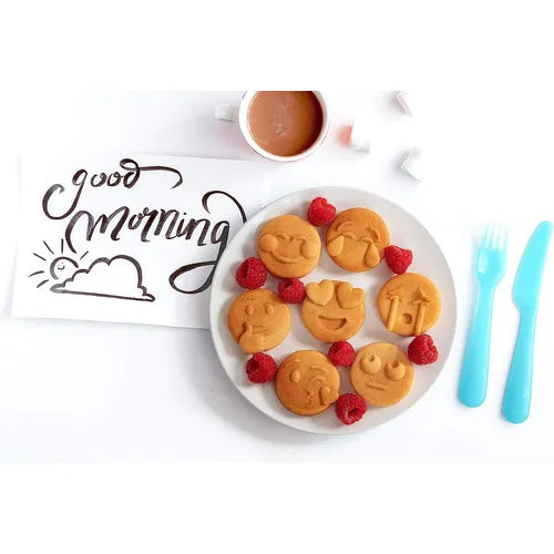 Maquina Para Mini Panqueques Waffle Wow 1000W Antiadherente Con Emojis
