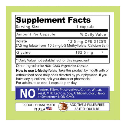 L-Metilfolato 7.5 Mg 7500 Mcg Cápsulas Vegetarianas 90 Unidades 3 Meses