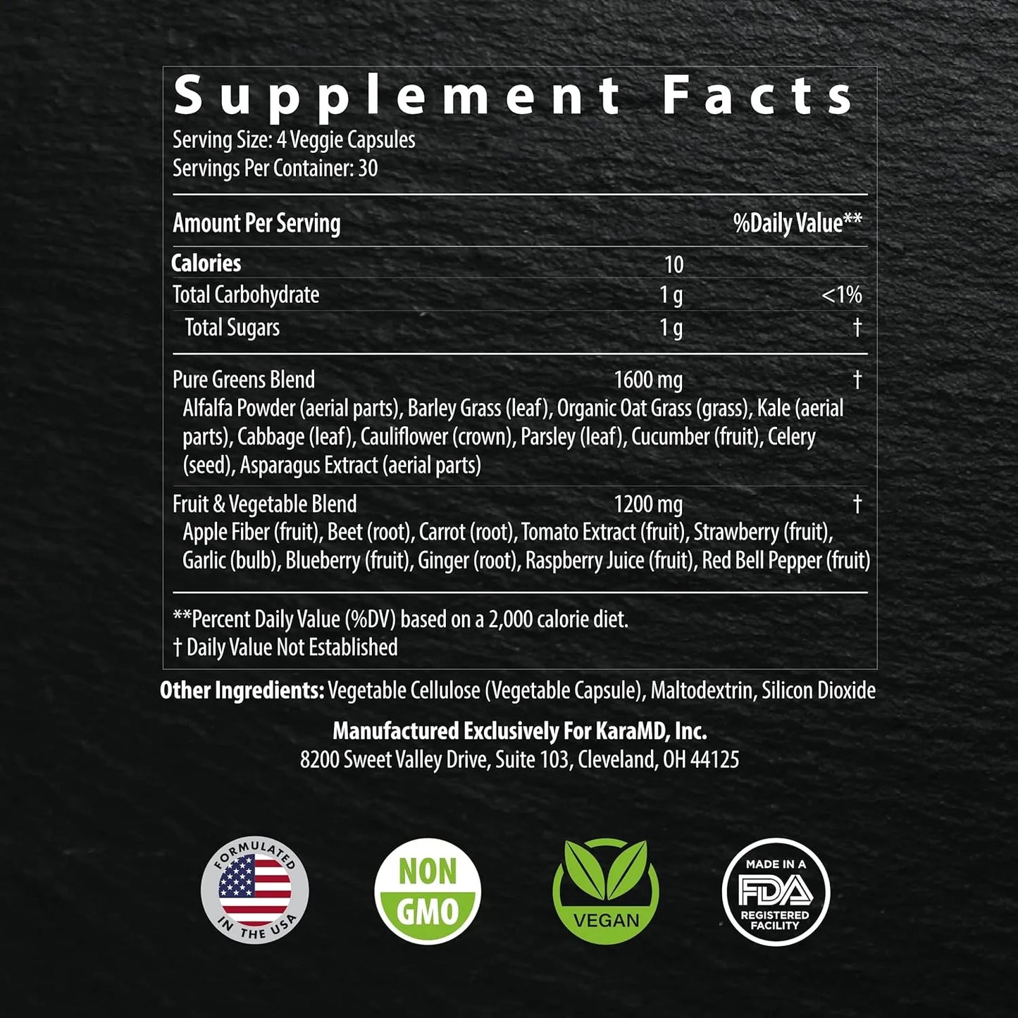 Suplemento KaraMD Pure Nature Frutas Verduras Vitaminas Fibra Antioxidantes Energía Digestión Vegano