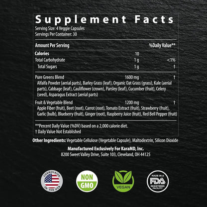 Suplemento KaraMD Pure Nature Frutas Verduras Vitaminas Fibra Antioxidantes Energía Digestión Vegano