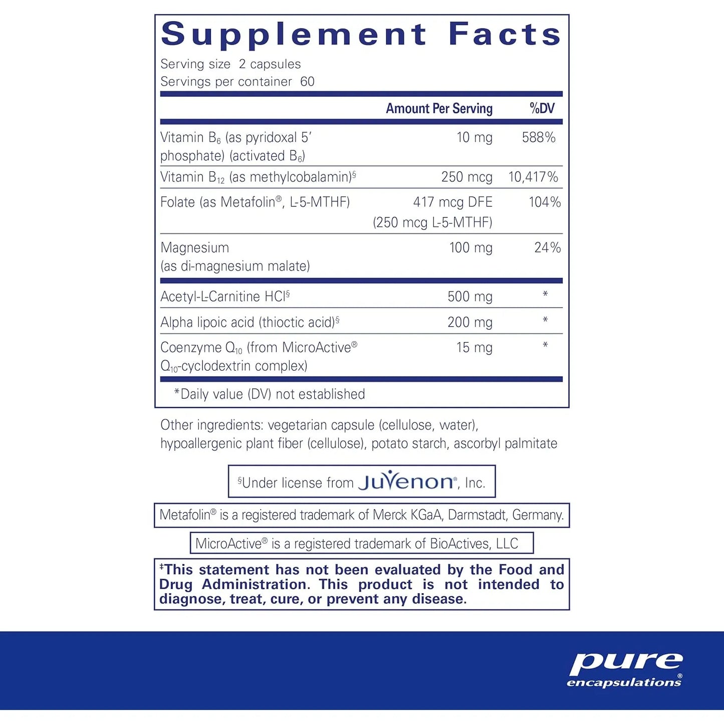 Pure Encapsulations Revita Age Nerve Suplemento Hipoalergenico 120 Capsulas Apoyo Cardiovascular Y Neurocognitivo
