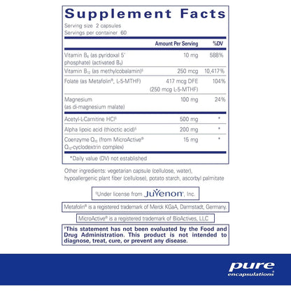 Pure Encapsulations Revita Age Nerve Suplemento Hipoalergenico 120 Capsulas Apoyo Cardiovascular Y Neurocognitivo