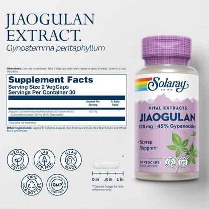 Extracto De Raiz Rizoma Jiaogulan Solaray Antioxidante Anti Estrés Vegano