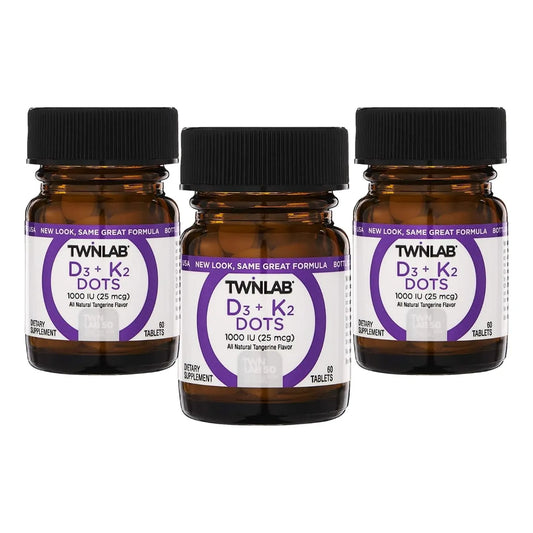 Vitamina D3 1000 Ui Y K2 Dots Paquete De Tres Frascos Twinlab Suplemento Para Huesos Corazón E Inmunidad