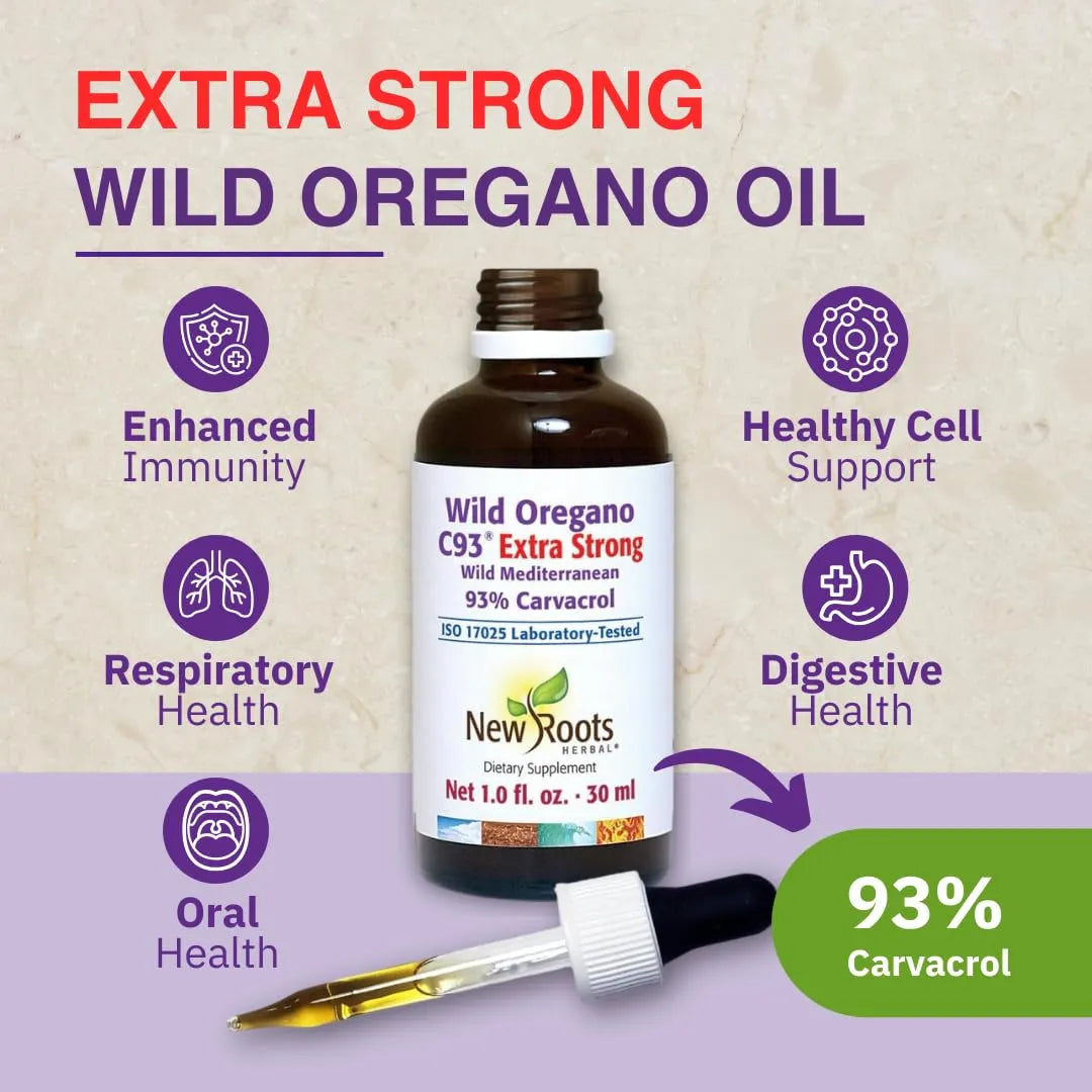 Aceite De Orégano Silvestre Extra Fuerte 93% Carvacrol Gotas Suplemento Dietético