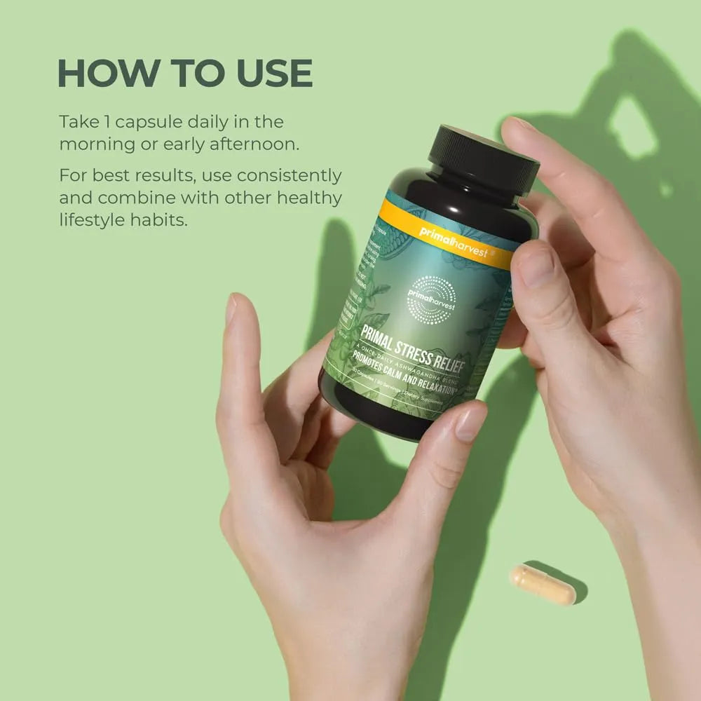 Suplemento Natural Para Aliviar El Estrés Con Ashwagandha Y LTeanina 30 Cápsulas