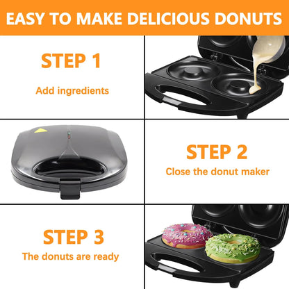 Mini Maquina Para Hacer Donas 2 Rosquillas Grandes 10 Cm Antiadherente