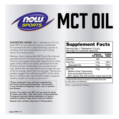 Aceite MCT 100% Puro 32 Oz Energía Instantánea Enfoque Mental