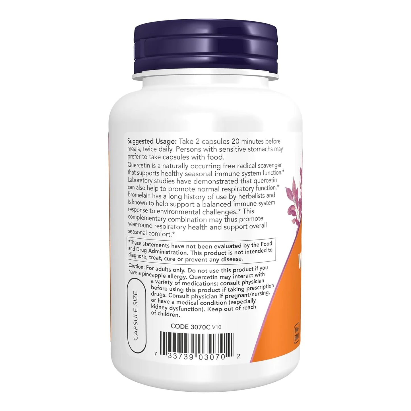 Quercetina Con Bromelina 120 Cápsulas Vegetarianas 500 Mg Antioxidante Antiinflamatorio