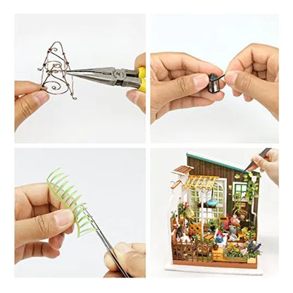 Robotime DIY Miniature Dollhouse Kit Garden House Con Mueble Luces LED
