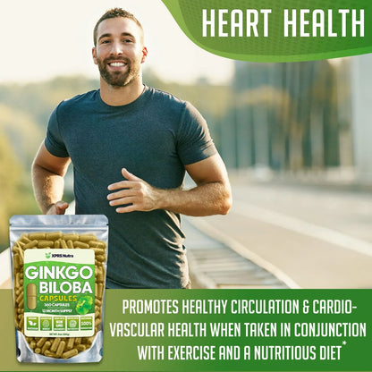 Cápsulas De Ginkgo Biloba 360 Unidades Mejora Cognición Y Enfoque Vegano
