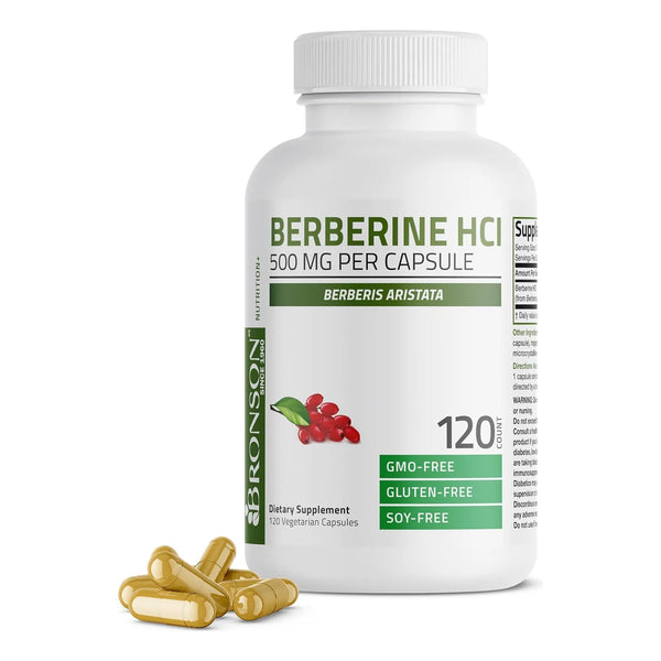 Berberina 500mg 120 Cápsulas Vegetarianas Bronson Apoyo Metabólico Y Digestivo