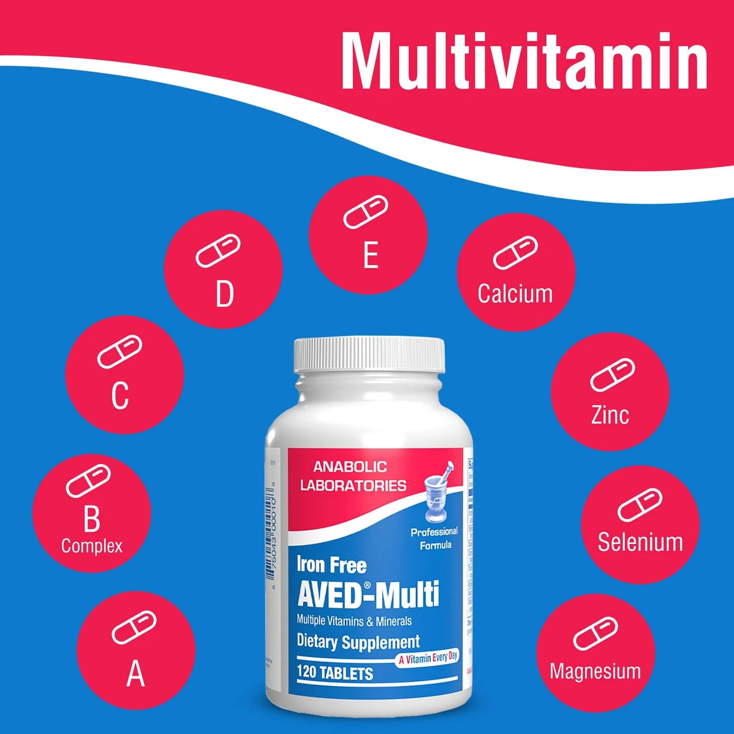 Multivitaminico Diario AVED 60 Tabletas Sin Hierro Vitaminas A C D E Complejo B Zinc
