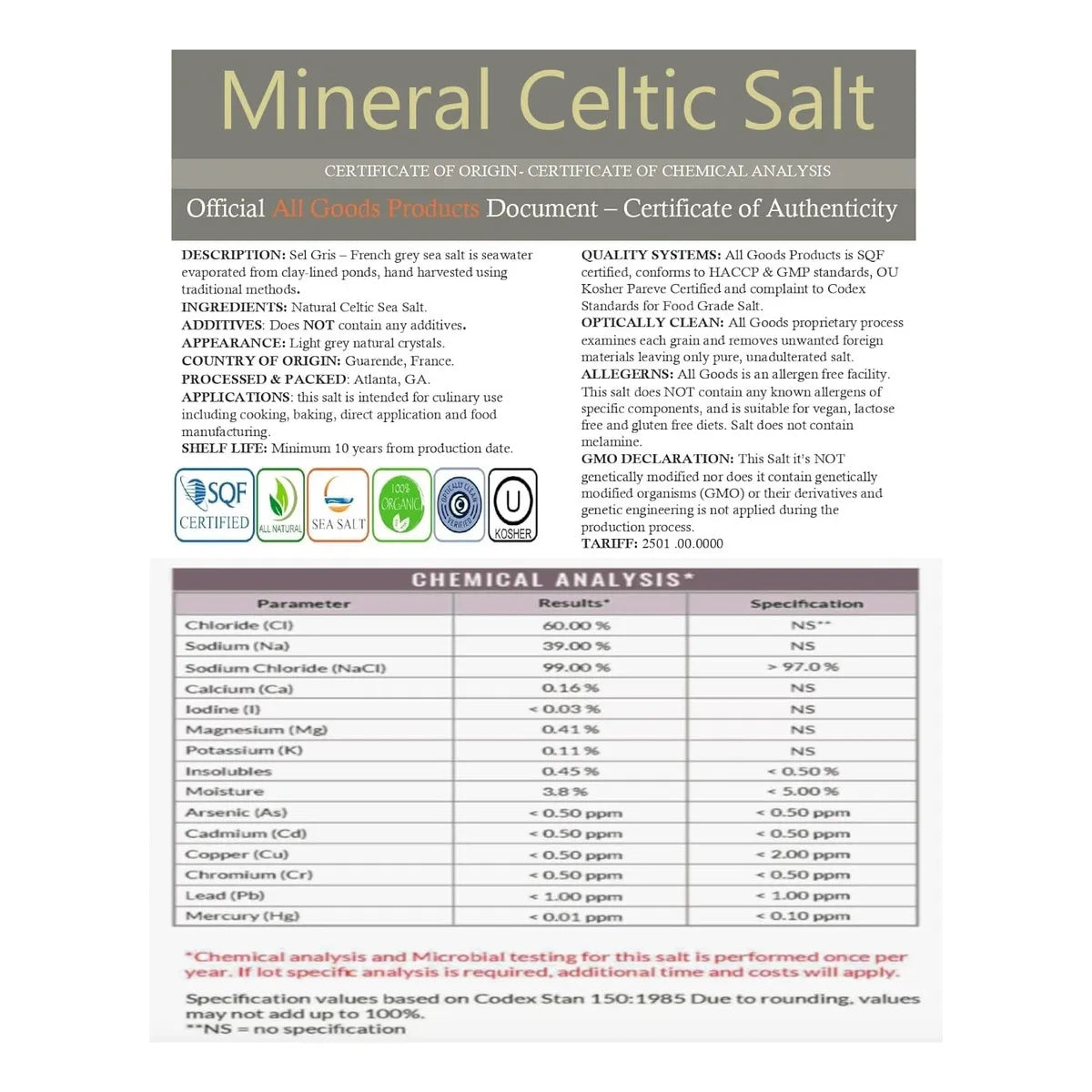 Sal Celta Orgánica Gruesa 142g 82 Minerales Pura Y Natural
