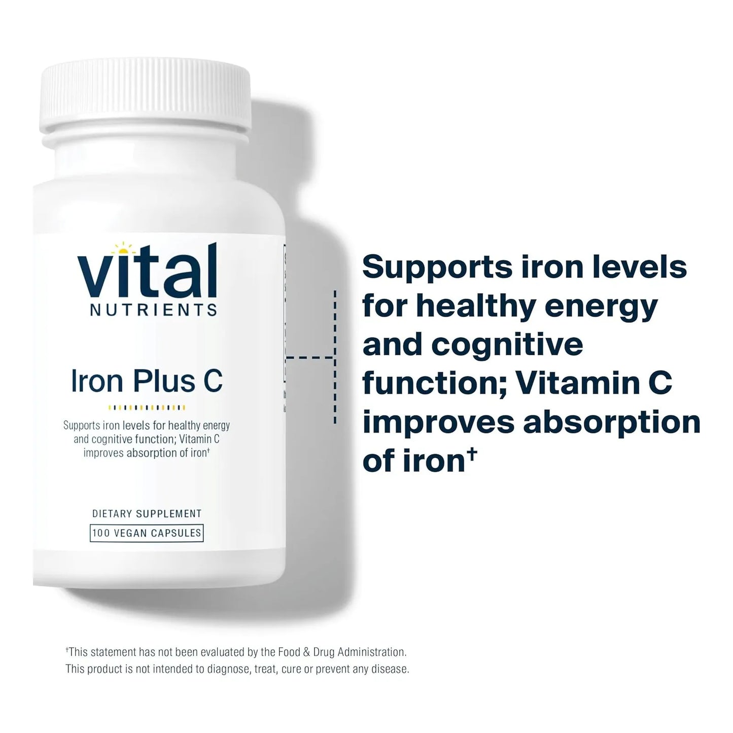 Suplemento De Hierro 20 Mg Con Vitamina C 100 Capsulas Energia Y Vitalidad