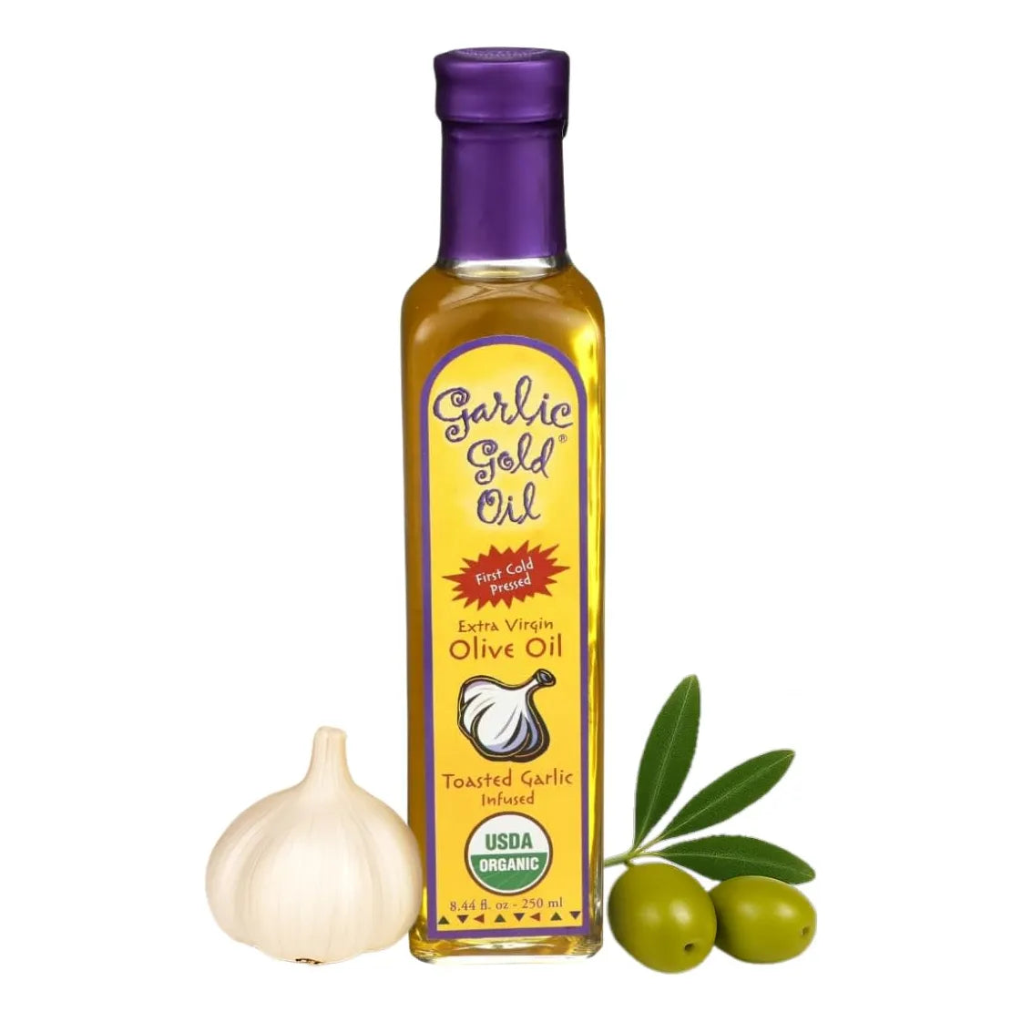 Aceite De Oliva Virgen Extra Orgánico Infundido Con Ajo Bajo FODMAP 8.44 Onzas