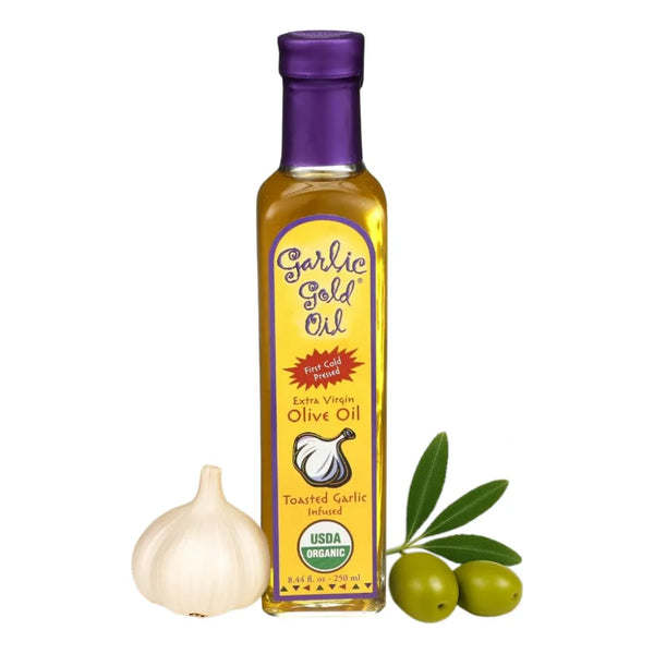 Aceite De Oliva Virgen Extra Orgánico Infundido Con Ajo Bajo FODMAP 8.44 Onzas