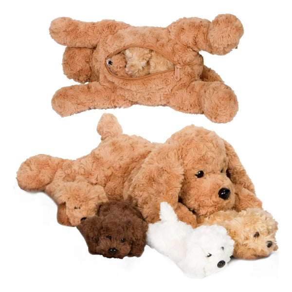 Peluche Mamá Perro Con 4 Cachorros Juguete Suave Para Niñas 3 A 8 Años