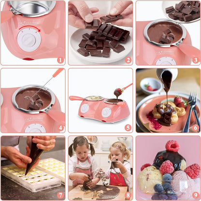 Mini Fuente De Chocolate Doble Olla 8.45 Onzas Temperatura Ajustable Portatil