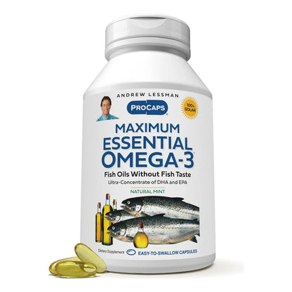 Omega 3 Menta Ultra Puro 60 Capsulas Andrew Lessman Alto DHA Sin Sabor Pescado