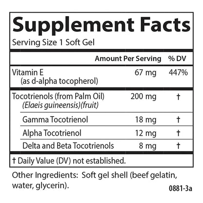 Tocotrienoles 40 Mg Con Vitamina E Gamma Alfa Delta Beta 90 Capsulas Blandas