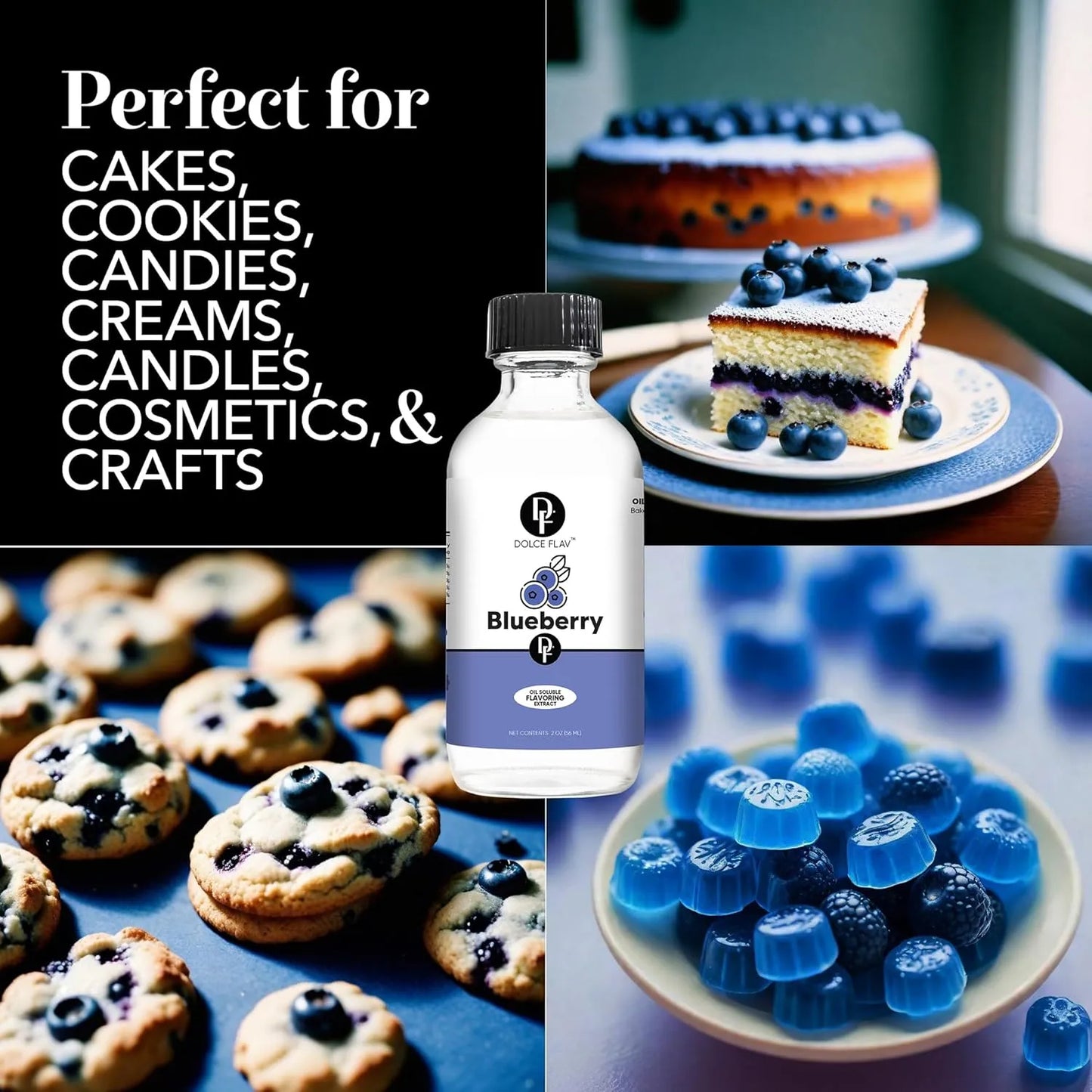 Extracto De Arándanos Dolce Flav 2 Onzas Sabor Intenso Multiusos Para Postres Y Helados