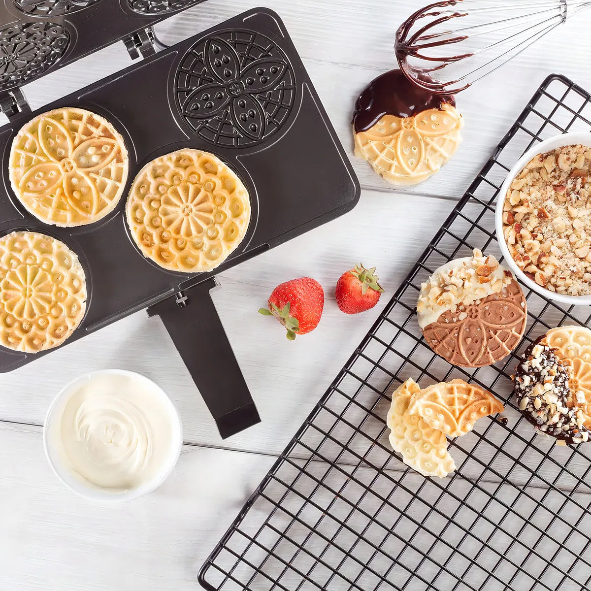 Plancha Para Hacer Gofres Italiano Pizzelle Mini Cucinapro Tradición Casera