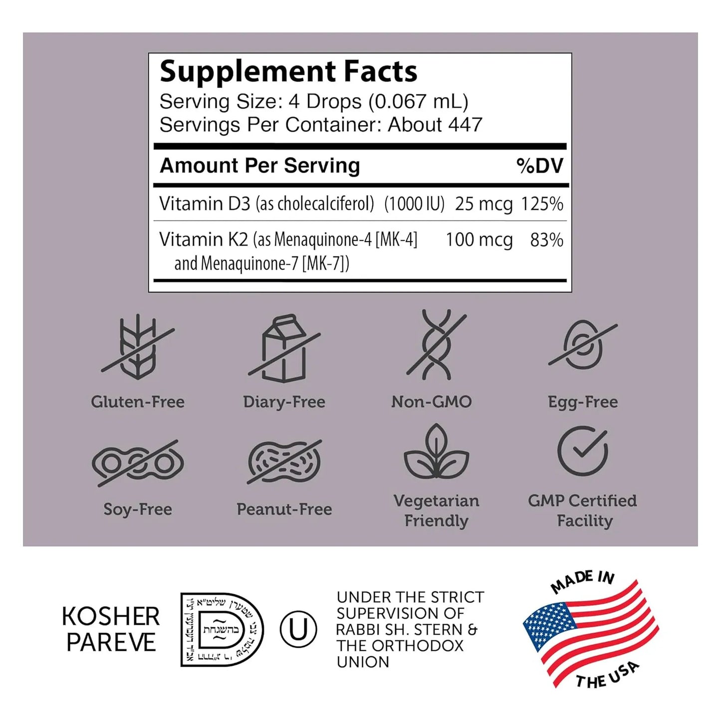 Gotas Líquidas De Vitamina D3 Y K2 1000 Ui Y 1000 Mcg Zahler