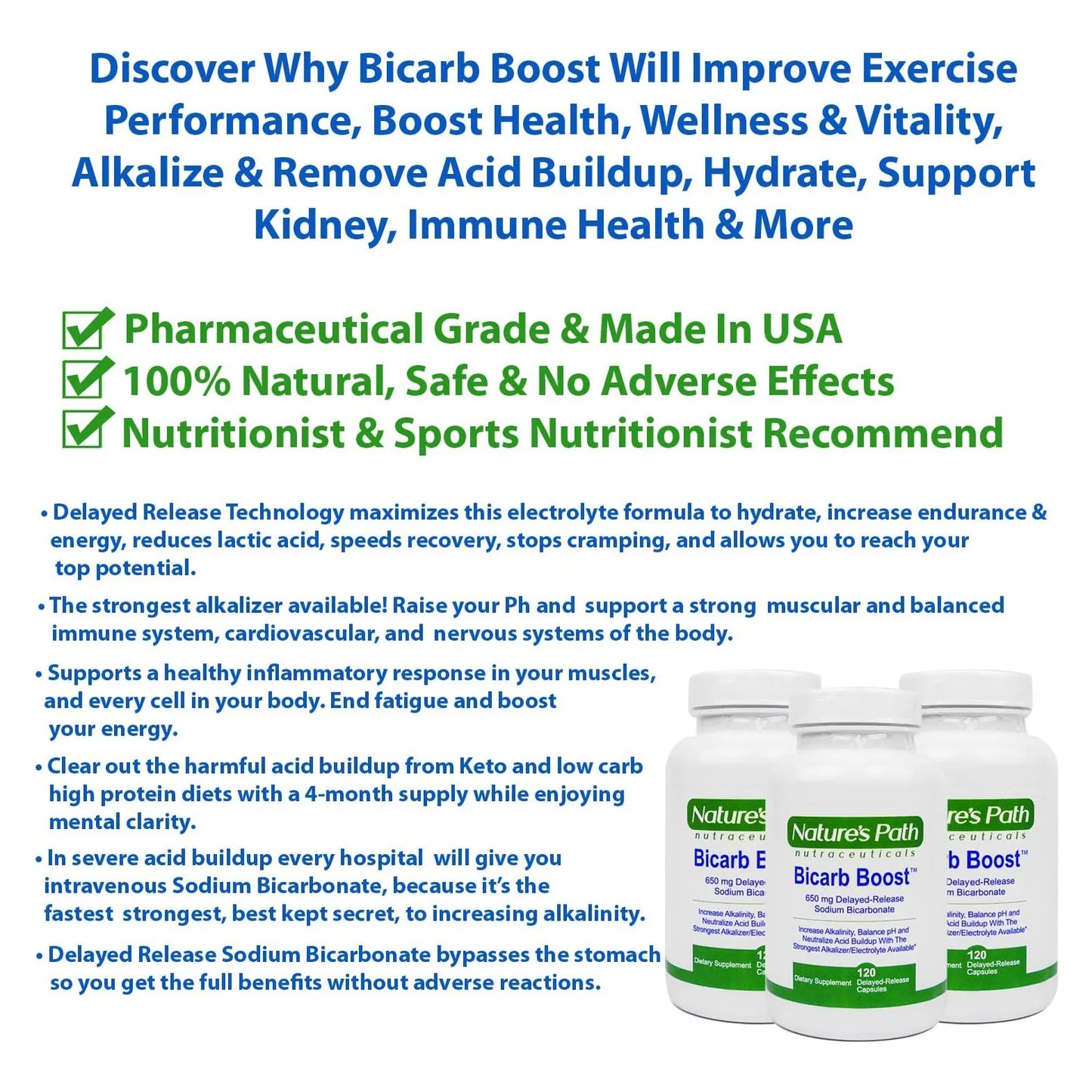Tabletas De Bicarbonato De Sodio 650 Mg Electrolitos Hidratacion Alcalinizante