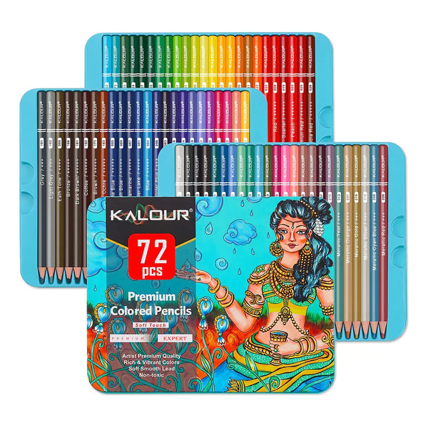 Juego De Lápices De Colores Kalour Premium 72 Piezas Colores Vibrantes Incluye Metálicos