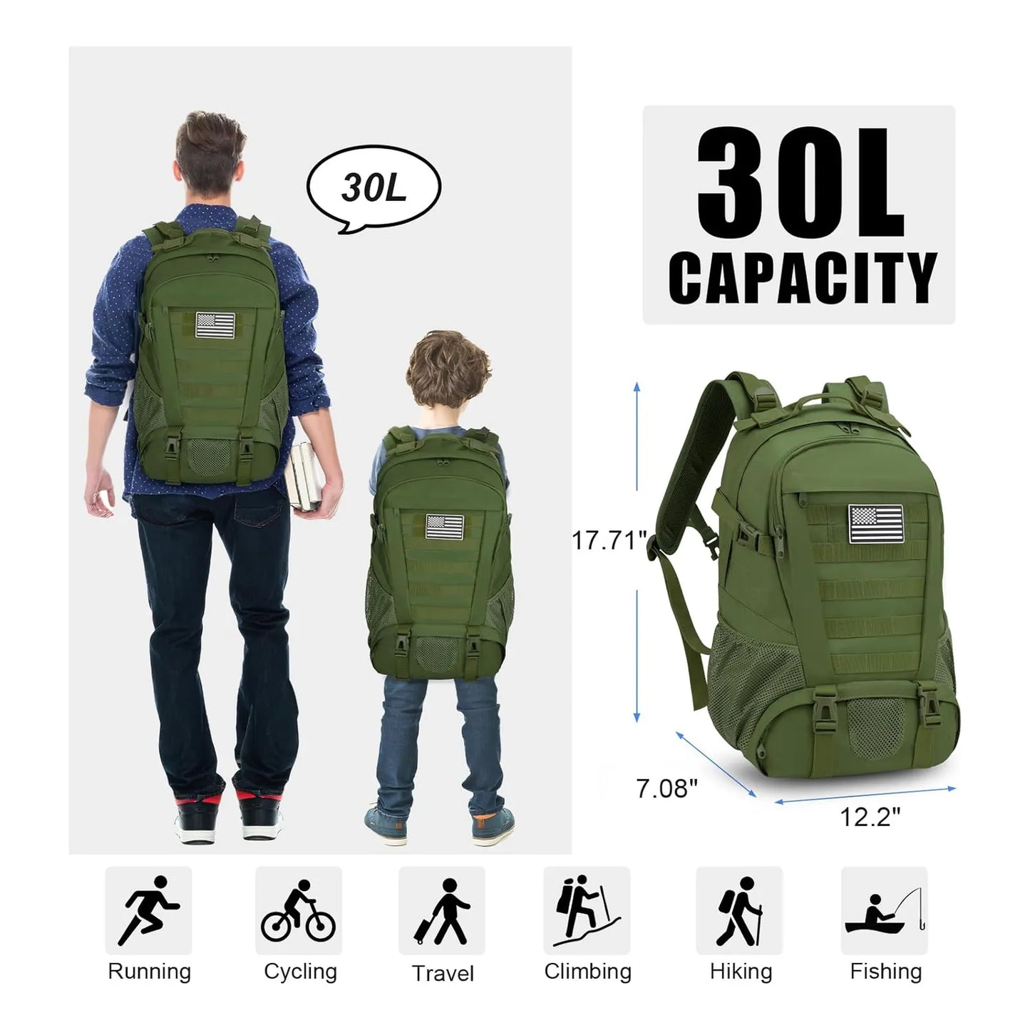 Jueachy Mochila Táctica Hombre Militar Molle Impermeable 30L