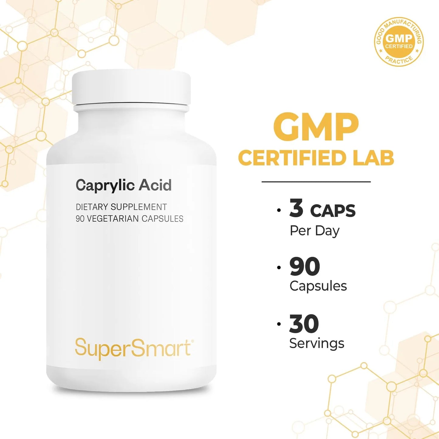 Suplemento De Ácido Caprílico 1350 Mg Mct 90 Cápsulas Vegetarianas Sin Gluten