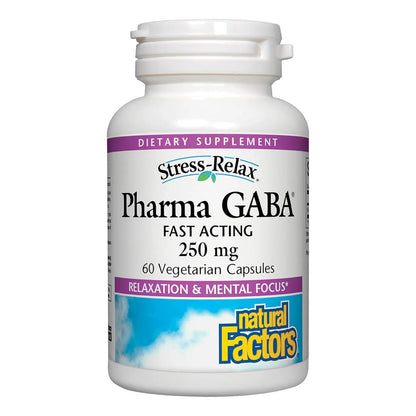 Gaba 250 Mg Natural Factors Alivia Estrés Mejora Enfoque 60 Cápsulas Veganas