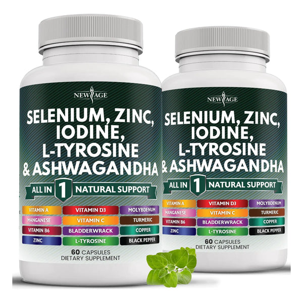 Suplemento Tiroideo Premium Selenio 300mcg Zinc 50mg Yodo 500mcg Con Ashwagandha Y L Tirosina 120 Cápsulas