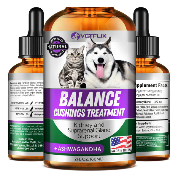Soporte Suprarrenal Para Perros Y Gatos Tratamiento Natural Cushings Vetflix Gotas 60 Ml