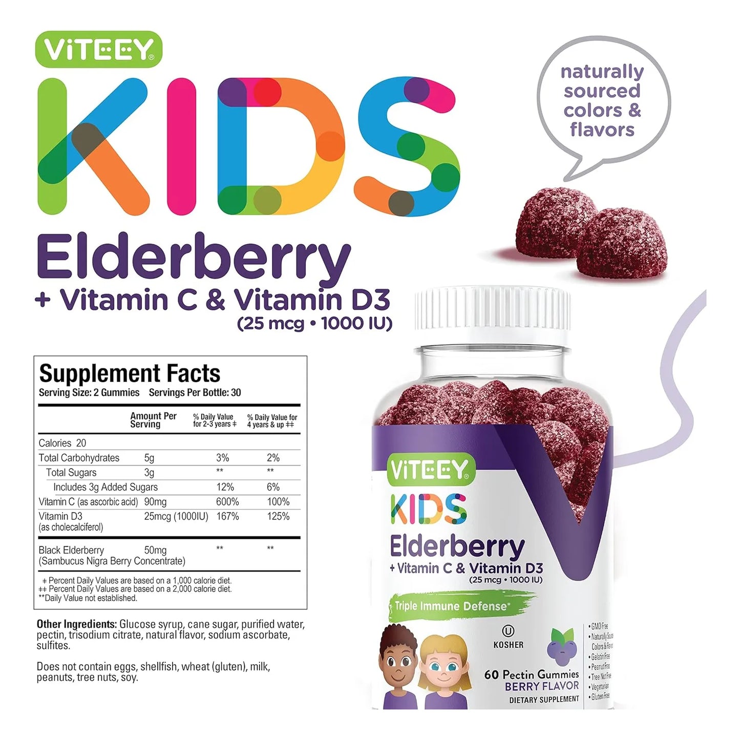 Gomitas De Saúco Con Vitamina D3 Y C Refuerzo Inmunológico Para Niños