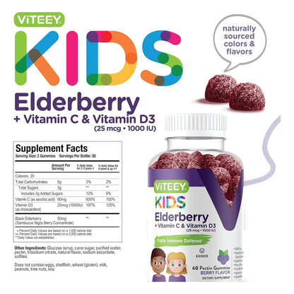 Gomitas De Saúco Con Vitamina D3 Y C Refuerzo Inmunológico Para Niños