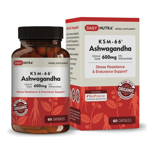 KSM66 Ashwagandha Extracto De Raíz Orgánica 600 Mg 5 Withanolides Alivio Del Estrés Y Energía