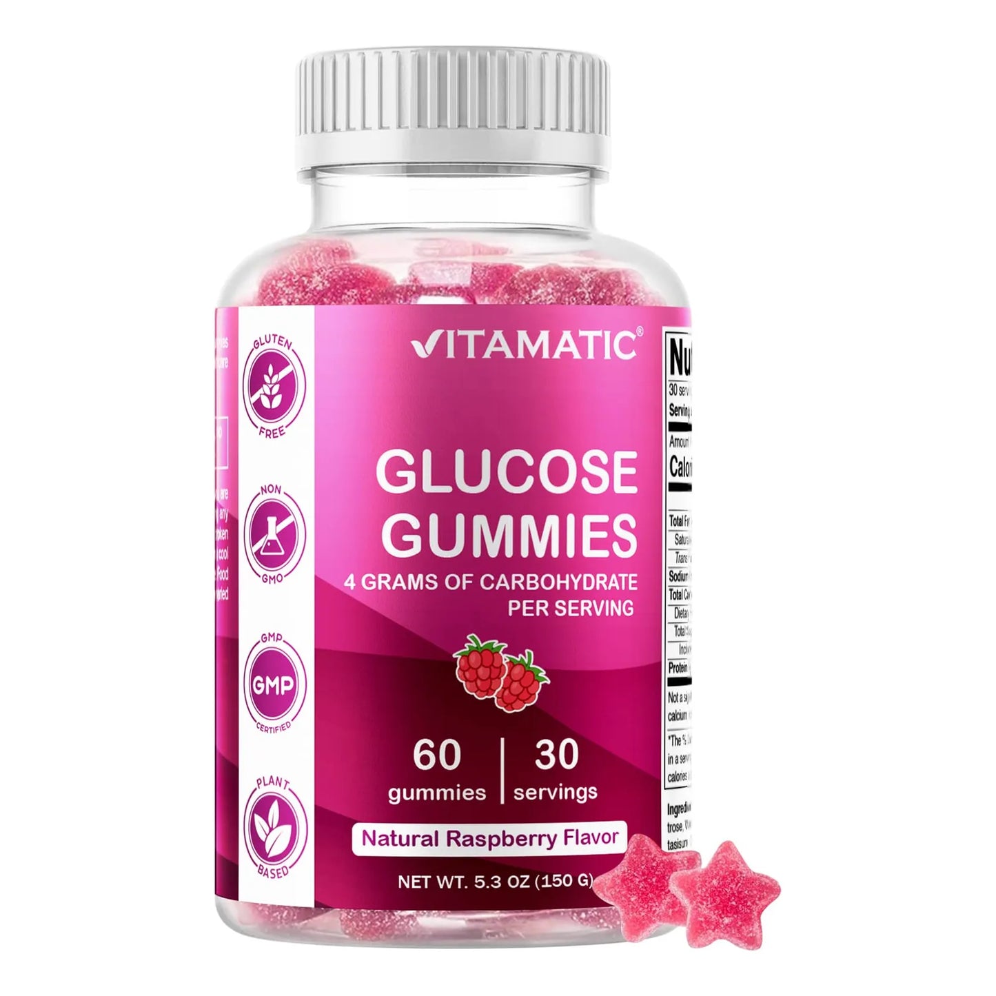 Gomitas Masticables De Glucosa Sabor Frambuesa 60 Unidades Energía Instantánea