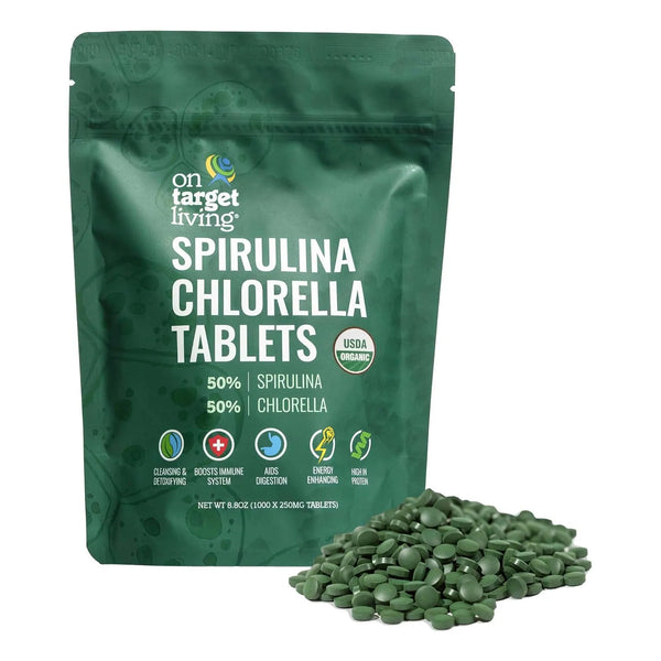 Espirulina Clorella Organica 1000 Tabletas USDA Organic Vegano Inmunologico Alcalizante
