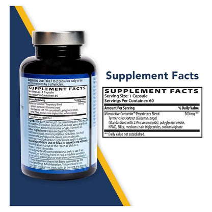 Curcumina Microactiva 500 Mg Absorción Superior Para Articulaciones Y Antioxidante Vegano