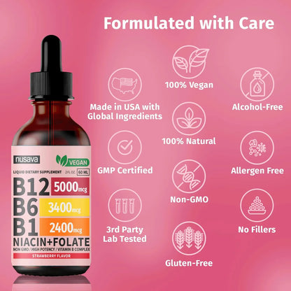 Gotas Sublinguales De Vitamina B12 Y B6 5000 Mcg Energia Y Enfoque