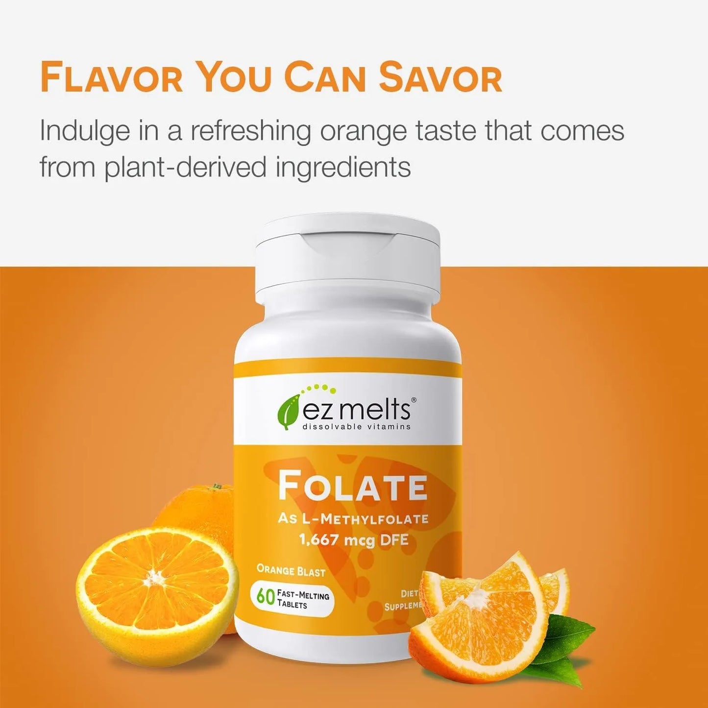 Folate L 5 Methylfolate 1667 Mcg Dfe Tabletas Sublinguales Sabor Naranja 60 Unidades