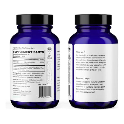 Vitamina D3 2000UI Vegana De Liquen Salud Osea Energia Y Defensas