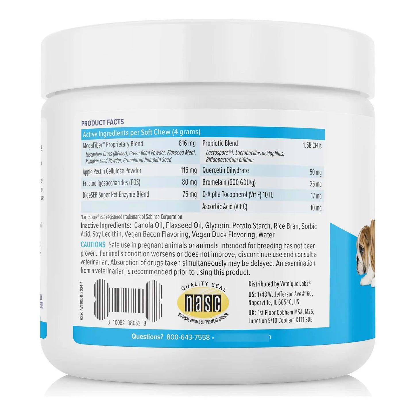 Glandex Golosinas Masticables Para Glándula Anal Con Calabaza Perros 60ct